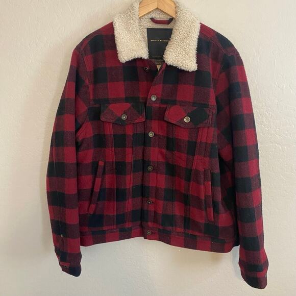 Deus Ex Machina Other - Deus Ex Machina Flannel Sherpa Jacket Coat Mens Size XL Wool Mikey Plaid Trucker